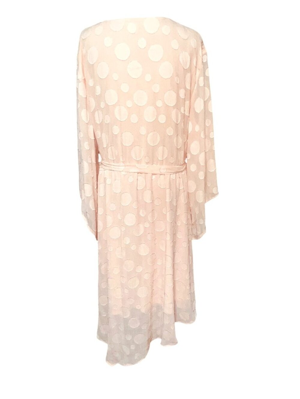 Cato Boho Plus Size 26/28W Peach Polka Dot Dress wBelt and Modest snap Polyester - Picture 2 of 6